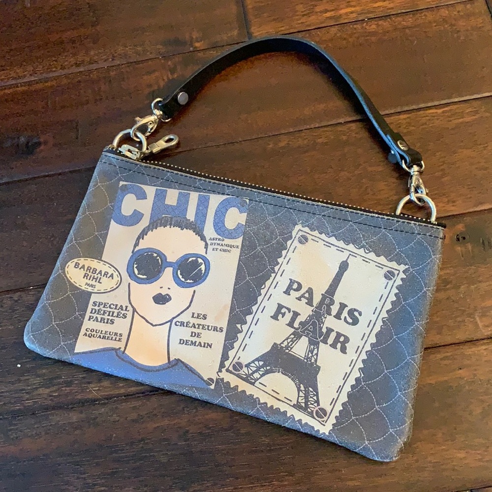 Barbara Rihl Paris Flair Zip Bag with Strap EUC!